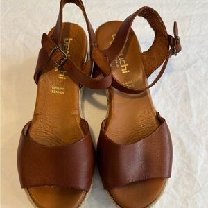 Bertuchi Brown Leather Espadrille Platform Sandals EU 37 / US 6.5–7